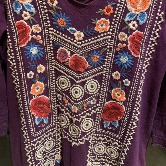 Johnny Was Women Purple Floral Embroidered Cotton Rayon Shirt Size Small Boho - Picture 4 of 12